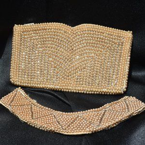 Vintage Beaded, Pearl Clutch Purse W/ Matching Collar